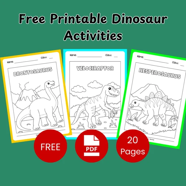 Free printable dinosaur worksheets for kids - fun and educational activities featuring different dinosaur species